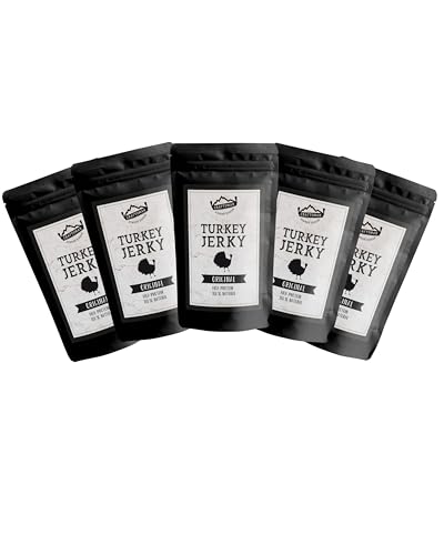 Craftsman Turkey Jerky Original | 100% natürliches Trockenfleisch aus Putenfilet | Ohne Zucker | 78% High Protein | Fleisch Snack für Unterwegs, Sport und Büro (5x 100g) von CRAFTSMAN FINEST FOODS