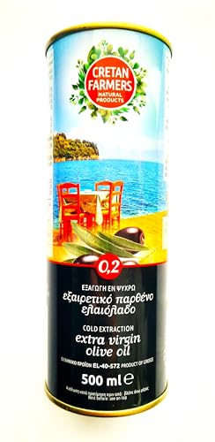 CRETAN FARMERS - Extra natives Olivenöl 500 ml aus unserem Anbau auf Kreta – direkt am Meer – Sorte Koroneiki – erste Kaltpressung – gentechnikfrei – zertifiziertes Produkt - Griechisches Produkt von CRETAN FARMERS NATURAL PRODUCTS