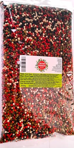 CRETAN FARMERS - Pfeffer Bunt Ganz 950g - Mixed whole pepper - Mixed peppers - Multicolor pepper - colorful pepper - Ideal for spice grinder - Colourful mixed Peppercorns von CRETAN FARMERS