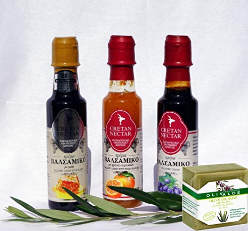 CRETAN NECTAR - SET 4 tlg. Nektar Balsamico-Creme & Aloe Vera Naturseife von Chania Kreta von CRETAN NECTAR