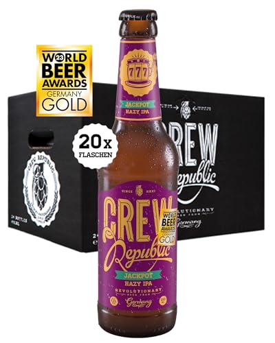 CREW REPUBLIC Jackpot Hazy IPA Craft Bier (20x0,33l) - Naturtrüb, Hopfenfruchtig & Frisch - Nach Reinheitsgebot Gebraut - Inkl.1,60€ Pfand von CREW Republic