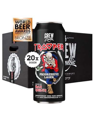 CREW REPUBLIC Trooper Craft Bier - Dosenbier 20x0,5l - Progressive Lager created by Iron Maiden - Revolutionary Beer from Germany - Inkl. 5€ Einwegpfand von CREW Republic