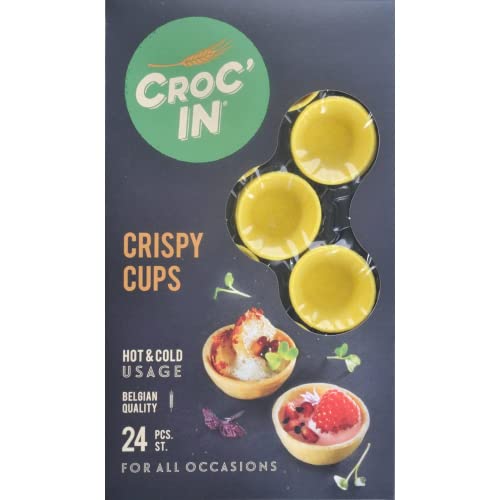 CROC‘IN - Teigschälchen zum Bestücken Gold - Tarteboden für süße Stückchen oder herzhafte Aperitifhäppchen - Handwerklich hergestellt & Vegan - 24 Stück von CROC'IN