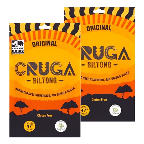 CRUGA Biltong Beef Jerky XXL, Big Bag Trockenfleisch, High Protein, Glutenfrei 2 x 300g von CRUGA