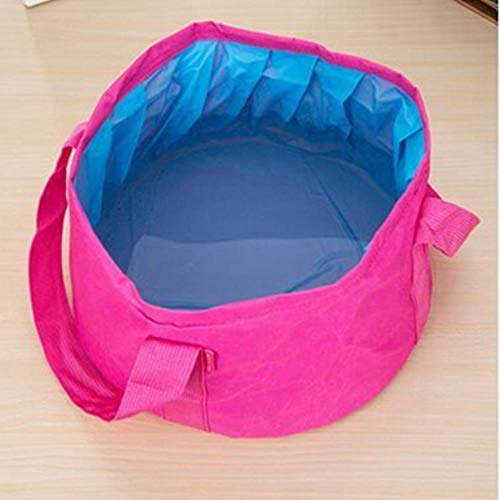 Tragbares Outdoor Reise Faltbares Camping Waschbecken Waschbecken Eimer Schüssel Waschbeutel Wassereimer 15L Rose von CTOBB