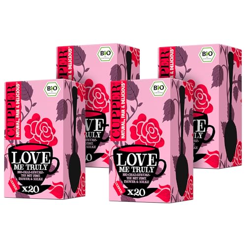 CUPPER Bio Chai-Gewürztee „Love me Truly", 4x20 ungebleichte Teebeutel, umweltfreundlich, fair gehandelt, 4er Pack von CUPPER