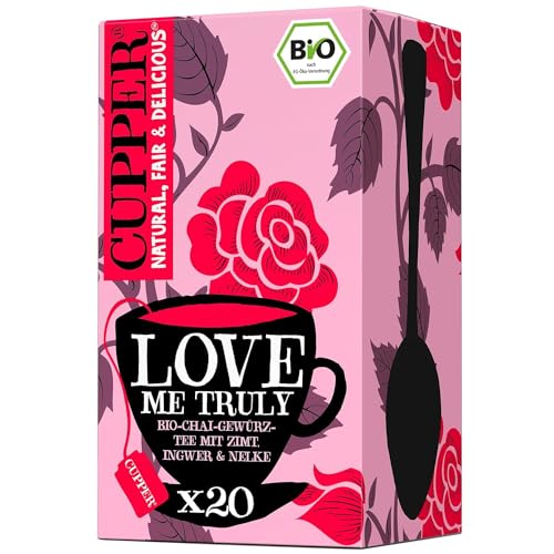 Cupper Bio Chai Gewürztee "Love me Truly", Chai Tee, 20 ungebleichte Teebeutel, umweltfreundlich, fair gehandelt von CUPPER