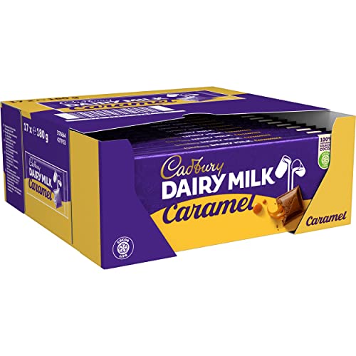 Cadbury Caramel, Dairy Milk Schokolade – cremige karamellige Milchschokolade – leckere Süßigkeit mit süßem, vollmundigem Geschmack – Karamell, 17 x 180 g von Cadbury