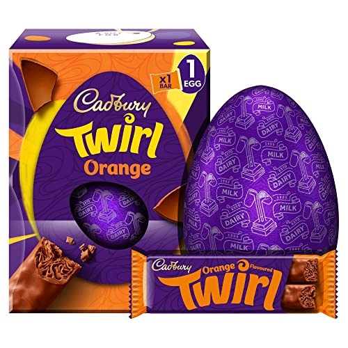 Cadbury Twirl Orange Großes Osterei, inklusive 1 großes Ei und 1 Schokoriegel, 195 g (1 Stück) von Cadbury