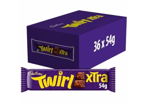 Cadbury Twirl Extra Duo Offizielle Schokoladentafeln mit Swirly Chocolate Textur, 54 g (36 Riegel) von Cadbury