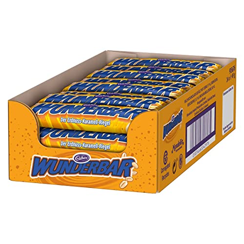 WUNDERBAR Peanut 24 x 49g, Einzeln verpackte Erdnuss-Karamell-Riegel mit knackigen Erdnusstückchen von Cadbury