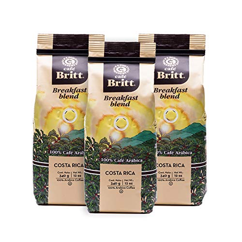 Café Britt® - Costa Rican Breakfast Blend Coffee (12 oz.) (3-Pack) - Whole Bean, Arabica Coffee, Kosher, Gluten Free, 100% Gourmet & Medium Dark Roast von Cafe Britt