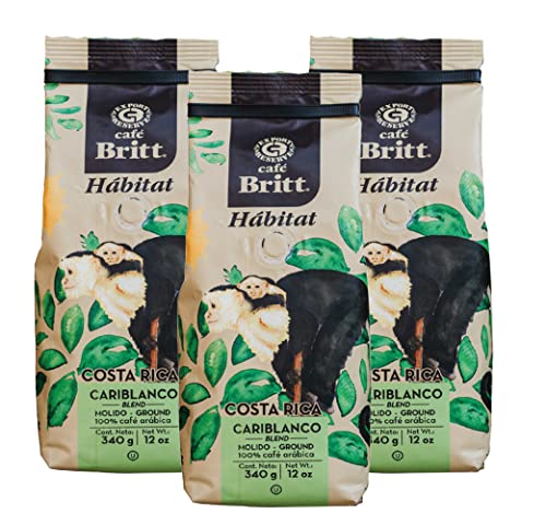 Café Britt® - Costa Rican Habitat Cariblanco Blend (340 G.) (3-Pack) Whole Bean Arabica Coffee, Kosher, Gluten Free, Gourmet & Medium Dark Roast… von Cafe Britt