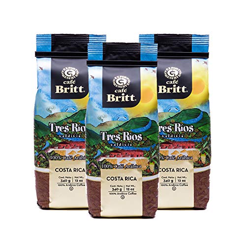 Café Britt® - Costa Rican Tres Rios Valdivia Coffee (12 oz.) (3-Pack) - Ground, Arabica Coffee, Kosher, Gluten Free, 100% Gourmet & Medium Light Roast von Cafe Britt