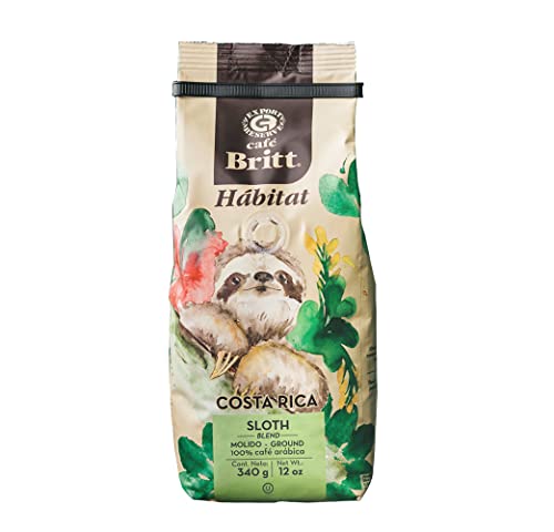 Café Britt | Gourmet Kaffee aus Costa Rica | Habitat Blend - Faultier | 100% Café Arábica | Koscher, Glutenfrei | Gemahlen | 340 g Packung von Cafe Britt