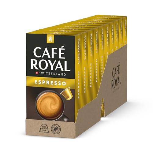 Café Royal Espresso 100 Nespresso(R)* kompatible Kapseln (aus Aluminium Intensität 5/10) (10 x 10 Kaffeekapseln) von Café Royal