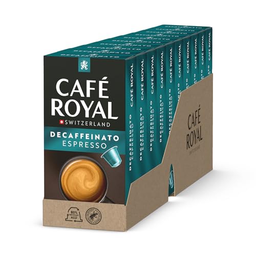 Café Royal Espresso Decaffeinato 100 Kapseln für Nespresso Kaffee Maschine - 5/10 Intensität - UTZ-zertifiziert Kaffeekapseln aus Aluminium von Café Royal