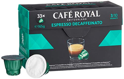 Café Royal Espresso Decaffeinato 33 Nespresso kompatible Kapseln (Intensität 3/10) 1er Pack (1 x 33 Kaffeekapseln) von Café Royal