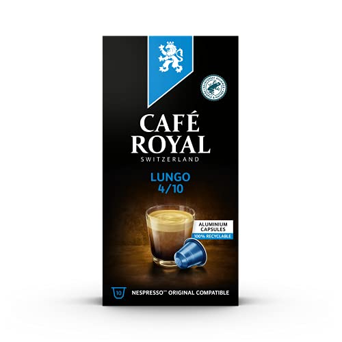 Café Royal Lungo 10 Nespresso®* kompatible Kapseln (aus Aluminium, Intensität 4/10), 1er Pack (1 x 10 Kaffeekapseln) von Café Royal