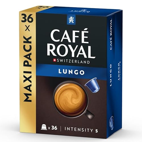 Café Royal Lungo 36 Kapseln für Nespresso Kaffee Maschine - 5 Intensität - UTZ-zertifiziert Kaffeekapseln aus Aluminium von Café Royal