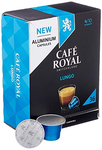 Café Royal Lungo 36 Nespresso®* kompatible Kapseln aus Aluminium, Intensität 4/10 von Café Royal