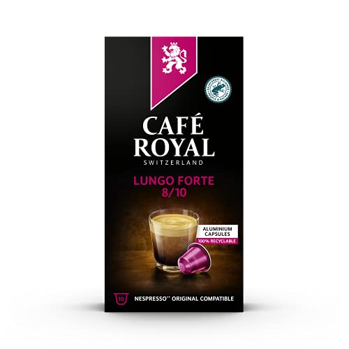 Café Royal Lungo Forte 10 Nespresso®* kompatible Kapseln (aus Aluminium, Intensität 8/10), 1er Pack (1 x 10 Kaffeekapseln) von Café Royal