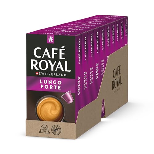 Café Royal Lungo Forte 100 Kapseln für Nespresso Kaffee Maschine - 8/10 Intensität - UTZ-zertifiziert Kaffeekapseln aus Aluminium von Café Royal