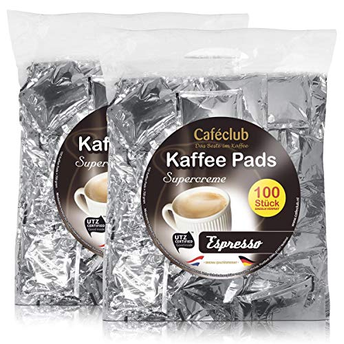 2x Cafeclub Espresso Kaffeepads Megabeutel je 100 stk. dunkle Röstung einzeln verpackt von Grace nnvg