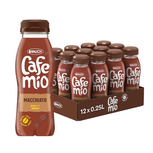 Cafemio Macchiato | Eiskaffee-Genuss To-Go | Einzigartiger Kaffeegeschmack mit bester Alpenmilch aus Österreich | nicht kühlfplichtig | die Kaffeepause für unterwegs | 12x 250ml PET von Cafemio