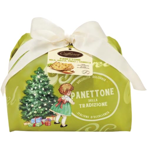 Panettone Caffarel Panettone Apfel, Rosinen, Pinienkernen und Zimt, 1 kg, handgewickelt von Caffarel