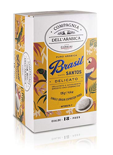 Caffè Corsini Compagnia Dell'Arabica Brasilien Santos Espresso Kaffee 4 Packung Mit 18 ESE Pods, 130 g von CAFFÈ CORSINI 1950