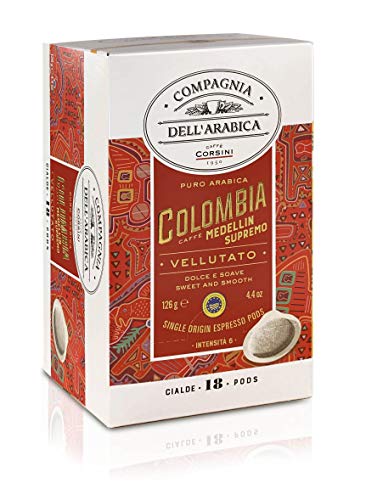 Caffè Corsini Compagnia Dell'Arabica Kolumbien Medellin Supremo Kaffee 4Er Packung Mit 18 ESE Pods, 130 g von CAFFÈ CORSINI 1950
