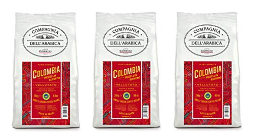 Caffè Corsini - Kaffeebohnen 3x250g Compagnia Dell'Arabica Kolumbien Medellin Supremo, Einzelner Ursprung, Velouté, Insgesamt 750g von CAFFÈ CORSINI 1950