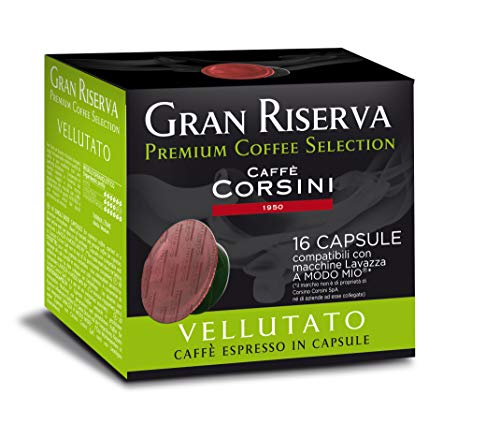 Caffè Corsini Gran Riserva Vellutato Espresso Coffee Lavazza A Modo Mio 6Er Packung Mit 16 Kepseln, 750 g von CAFFÈ CORSINI 1950