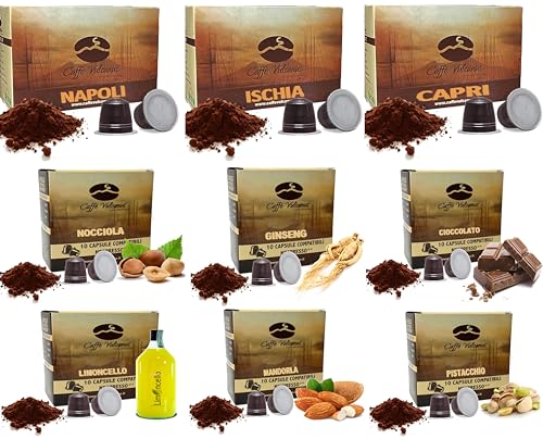 Caffè Vulcanus - 120 kapseln Kompatibel mit Häuslichen Kaffeemaschinen Nespresso® – Mischungen aus Neapel, Ischia und Capri mit aromatisierten Kaffees von Caffè Vulcanus