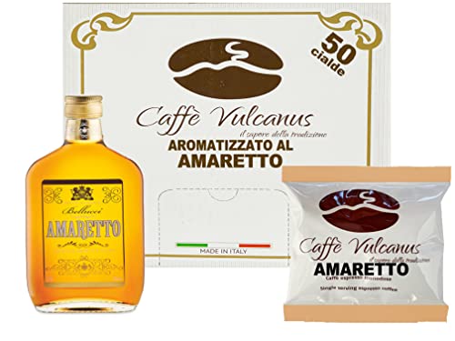 Caffè Vulcanus – 50 Kaffeepads mit Amaretto-Geschmack – kompostierbare ESE44-Pads von Caffè Vulcanus