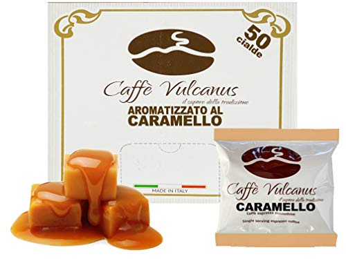 Caffè Vulcanus – 50 Kaffeepads mit Karamellgeschmack – kompostierbare ESE44-Pads von Caffè Vulcanus