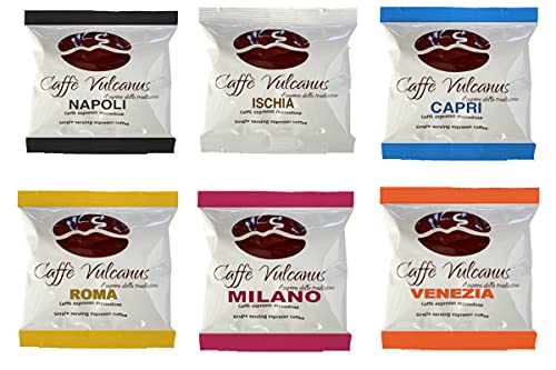 Caffè Vulcanus - Tasting Kit 120 ESE44 Kompostierbare Pods - Kaffeeverkostung Blends Napoli, Ischia, Capri, Roma, Milano und Venezia. von Caffè Vulcanus