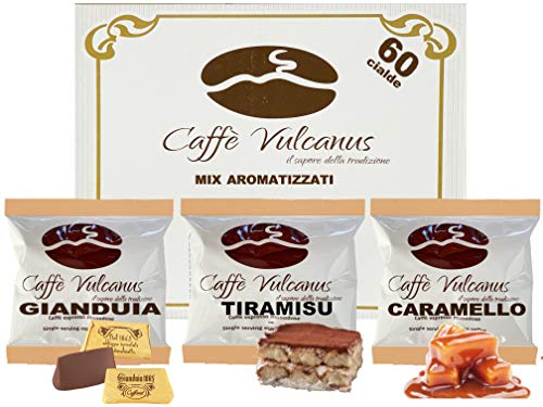 Caffè Vulcanus - Verkostungsset 60 Kaffeepads mit ESE44-Geschmack - Verkostung von Gianduja-Kaffee, Tiramisu und Karamell von Caffè Vulcanus