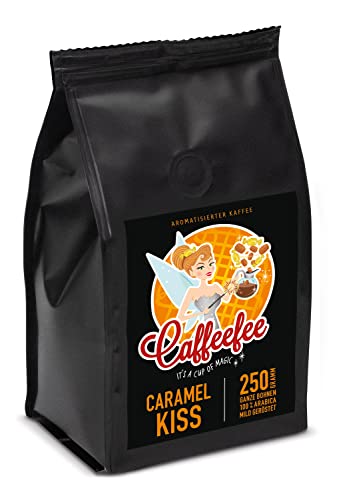 Caffeefee Caramel Kiss Bohnen, 250 g, aromatisierter Röstkaffee von Caffeefee