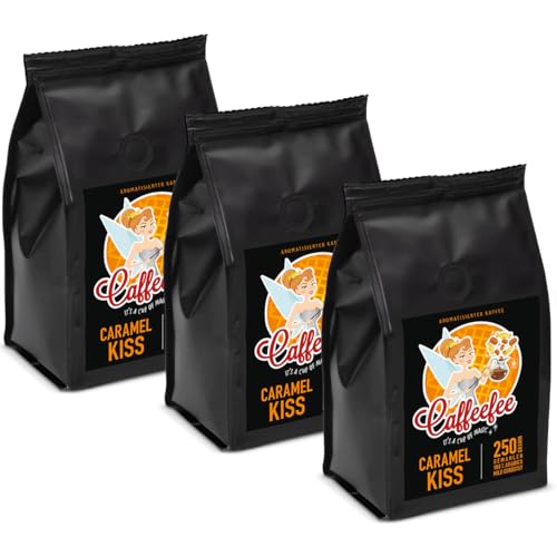 Caffeefee Caramel Kiss gemahlen, 3 x 250 g, aromatisierter Röstkaffee von Caffeefee