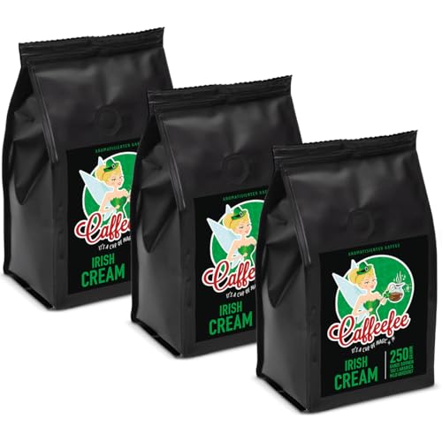 Caffeefee Irish Cream Vorteilspack, aromatisierter Röstkaffee (3 x 250 g Bohnen) von Caffeefee