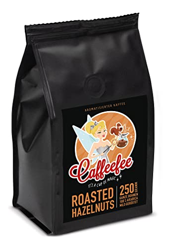 Caffeefee Roasted Hazelnuts, ganze Bohnen, aromatisierter Röstkaffee aus 100% Arabica, mild geröstet, veredelt mit feinem Aroma, 250 g von Caffeefee