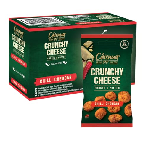 Cáisnua - Knusprig Gepufft Käse Snacks - 20g (Pack of 10) - Keto Snack - Proteinreich - Vegetarisch - (20g (Pack of 10), Chilli Cheddar) von Caisnua