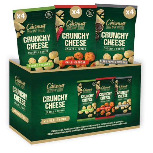 Cáisnua - Knusprig Gepufft Käse Snacks - 20g (Pack of 12) - Keto Snack - Proteinreich - Vegetarisch - (20g (Pack of 12), Mixed Variety) von Caisnua