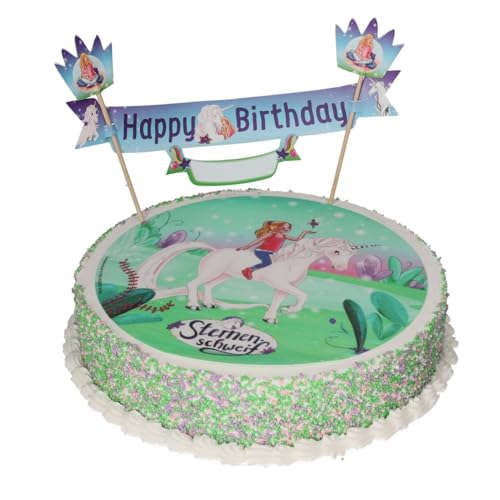 Cake Company Sternenschweif Motivtorte | Essbare Tortendeko mit Zuckeraufleger & Happy Birthday Banner | Perfekt für Kindergeburtstage und Motto Partys von Cake Company