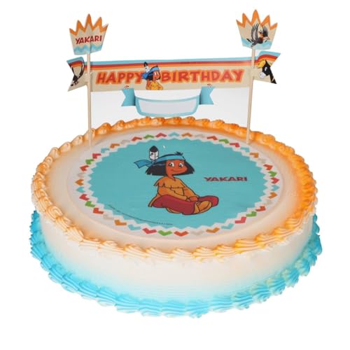 Cake Company Yakari Motivtorte | Essbare Tortendeko mit Zuckeraufleger & Happy Birthday Banner | Perfekt für Kindergeburtstage und Motto Partys von Cake Company