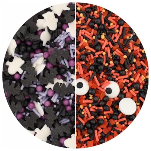 Cake Company – essbares Halloween-Set Zuckerkonfetti | mit Zuckermix in Orange + Augen & Violet + Geistern in praktischen Streudosen | Zuckerkonfetti Dekoset für Muffins, Kuchen, Cupcakes uvm. von Cake Company