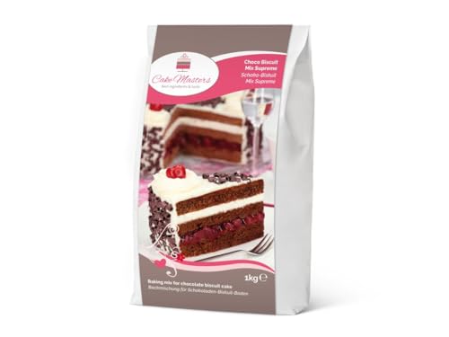 Cake-Masters Backmischung Schoko-Biskuit Mix Supreme 1kg | Einfach zu verwenden | sehr schöner und leichter Biskuitteig mit Schoko-Geschmack für Tortenboden, Kuchen in Profiqualität von Cake Masters