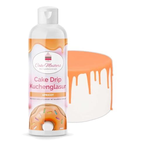 Cake-Masters Cake Drip Apricot 250g | Orange | Einfach anzuwenden, lecker Vanille Geschmack | perfekt für Glasuren von Tropfkuchen, Cupcakes, Kekse | wiederverschließbare Qutschflasche von Cake Masters